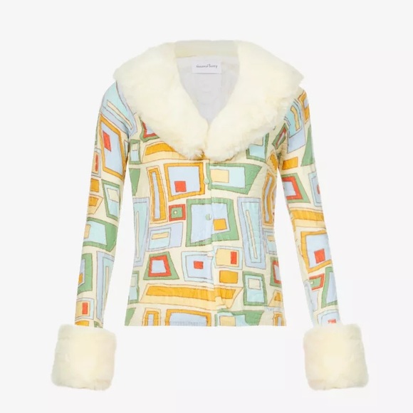 HOUSE OF SUNNY Pepperland Peggy abstract-print faux-fur knitted cardigan - Picture 2 of 6
